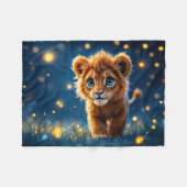 Gekke gouden leeuwenwelp in een droomachtige scène fleece deken (Voorkant (Horizontaal))