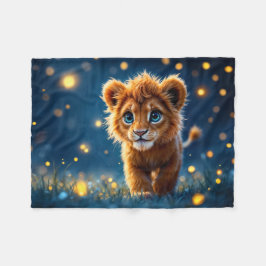 Gekke gouden leeuwenwelp in een droomachtige scène fleece deken