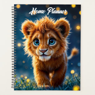 Gekke gouden leeuwenwelp in een droomachtige scène planner