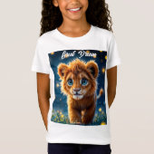 Gekke gouden leeuwenwelp in een droomachtige scène t-shirt (Voorkant)