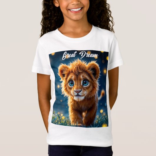 Gekke gouden leeuwenwelp in een droomachtige scène t-shirt (Voorkant)