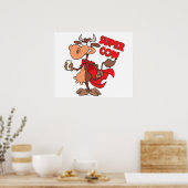 gekke grappig cartoon van superkoe poster (Keuken)