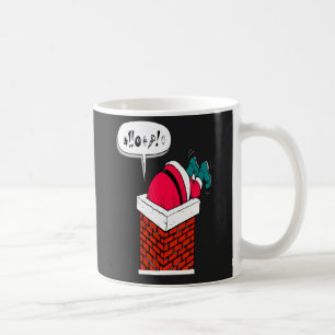 Gekke grappige kerstman is vast komen te zitten koffiemok