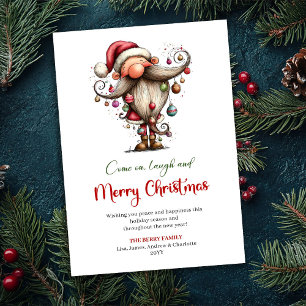 Gekke Grappige Kerstman Klassiek Rood Groen Groet Feestdagenkaart