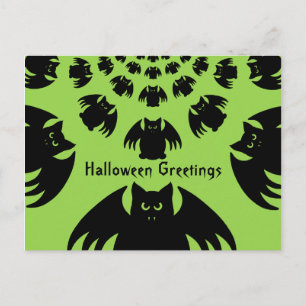 Gekke grappige mollige Halloween vleermuiszwerm Briefkaart
