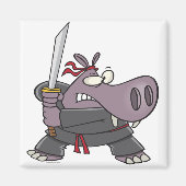 gekke grappige ninja hippo cartoon magneet (Voorkant)