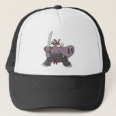 gekke grappige ninja hippo cartoon trucker pet (Voorkant)