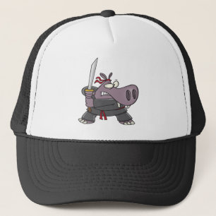gekke grappige ninja hippo cartoon trucker pet