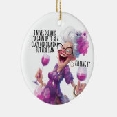 GEKKE GRAPPIGE OUDE DAME MET WIJN KERAMISCH ORNAMENT (Rechts)