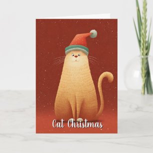 Gekke Grappige Schattige Oranje Kerstmis Kat Kaart