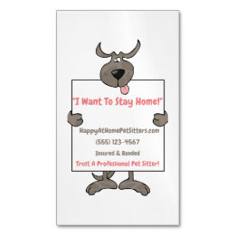 Gekke Grijs Hond Holding Piket Sign Pet Sitter Magnetisch Visitekaartje