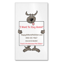 Gekke Grijs Hond Holding Piket Sign Pet Sitter Magnetisch Visitekaartje