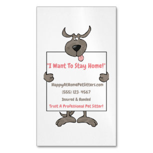 Gekke Grijs Hond Holding Piket Sign Pet Sitter Magnetisch Visitekaartje