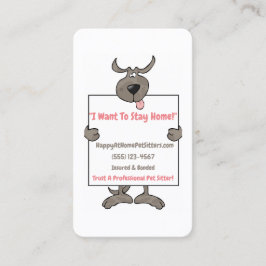 Gekke Grijs Hond Holding Piket Sign Pet Sitter Visitekaartje