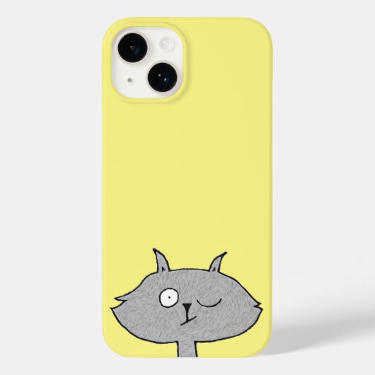 Gekke grijze kat Case-Mate iPhone case (Achterkant)