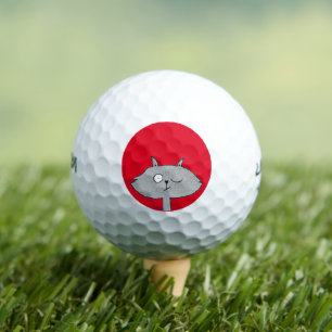 Gekke grijze kat golfballen