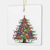 Gekke grillige kerstboom, heldere kleuren keramisch ornament (Links)