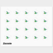 gekke groene cartoon draak ster sticker (Vel)
