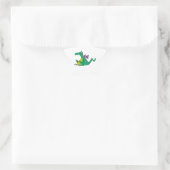 gekke groene cartoon draak ster sticker (Tas)
