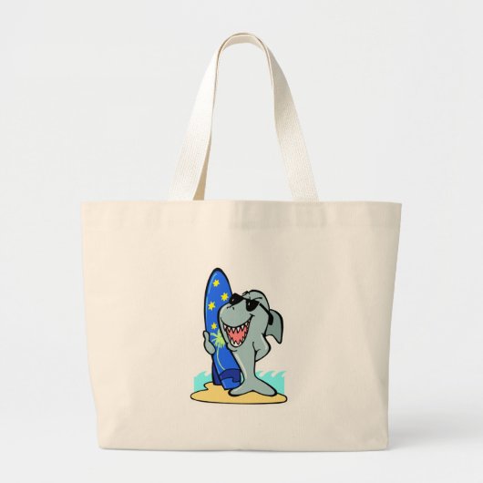 gekke haai met surfboard grote tote bag (Voorkant)