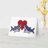 Gekke haaien in de liefde kunst kaart (Gele Bloem)