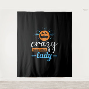 gekke halloween dame grappige halloween wandkleed