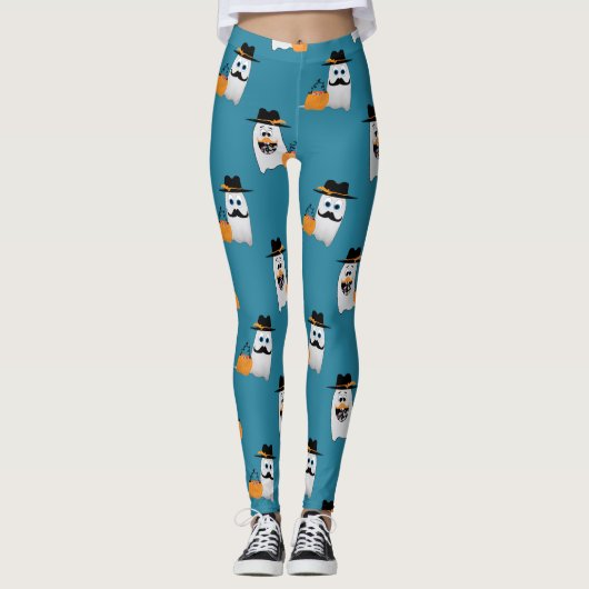 Gekke Halloween Ghost wenst uw Snoep patroon Leggings (Voorkant)