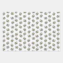 Gekke Halloween monstergezicht - sinaasappel/grijs Inpakpapier Vel