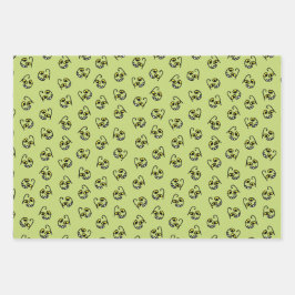 Gekke Halloween monstergezicht - sinaasappel/zwart Inpakpapier Vel