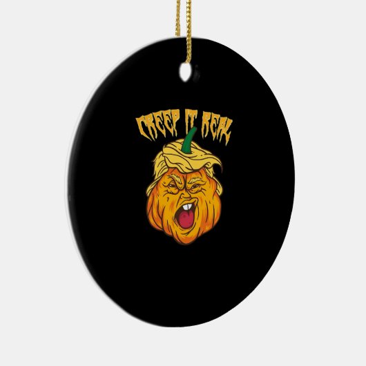 Gekke Halloween pompoen Trumpkin kostuum Keramisch Ornament (Rechts)