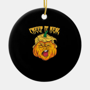 Gekke Halloween pompoen Trumpkin kostuum Keramisch Ornament