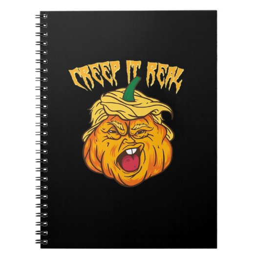 Gekke Halloween pompoen Trumpkin kostuum Notitieboek (Voorkant)