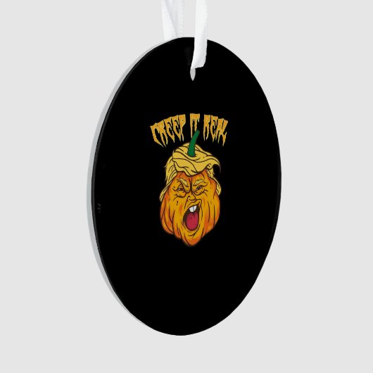 Gekke Halloween pompoen Trumpkin kostuum Ornament (voorkant)