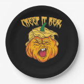 Gekke Halloween pompoen Trumpkin kostuum Papieren Bordje (Voorkant)