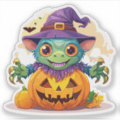 Gekke Halloweenmonster Sticker (Voorkant)