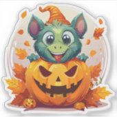Gekke Halloweenmonster Sticker (Voorkant)