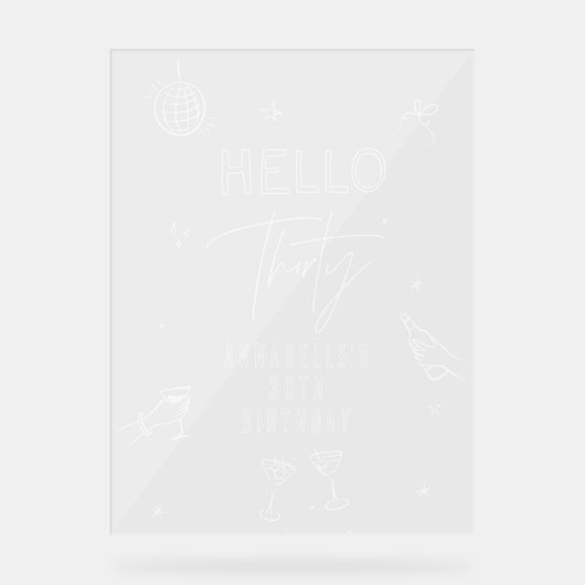 Gekke Hand Getrokken 30ste Verjaardag drinken Part Acryl Bord (Voorkant)