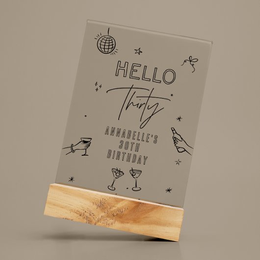 Gekke Hand Getrokken 30ste Verjaardag drinken Part Acryl Bord