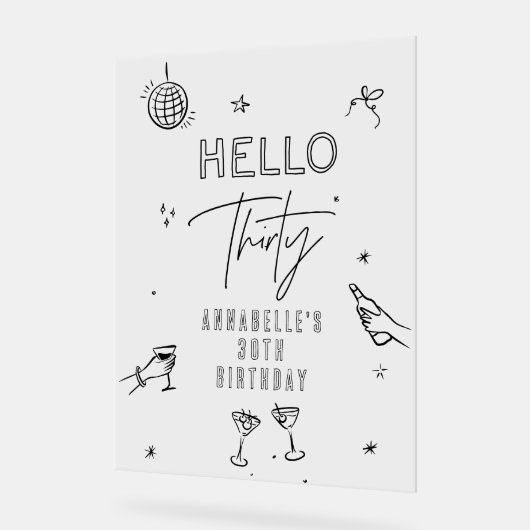 Gekke Hand Getrokken 30ste Verjaardag drinken Part Acryl Bord (Hoek)