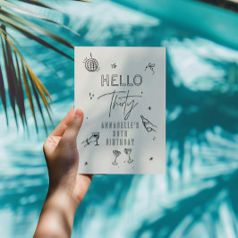 Gekke Hand Getrokken 30ste Verjaardag drinken Part Kaart