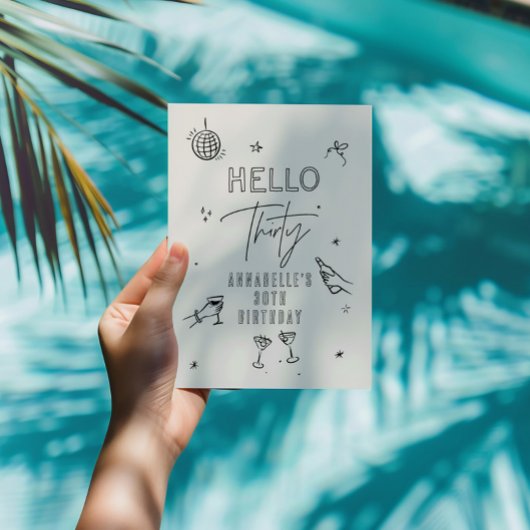 Gekke Hand Getrokken 30ste Verjaardag drinken Part Kaart