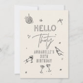 Gekke Hand Getrokken 30ste Verjaardag drinken Part Kaart (Voorkant)