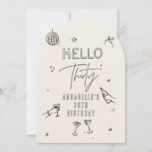 Gekke Hand Getrokken 30ste Verjaardag drinken Part Kaart (Voorkant)