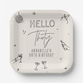 Gekke Hand Getrokken 30ste Verjaardag drinken Part Papieren Bordje