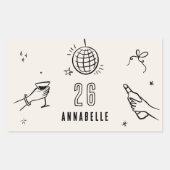 Gekke Hand Getrokken 30ste Verjaardag drinken Part Rechthoekige Sticker (Voorkant)