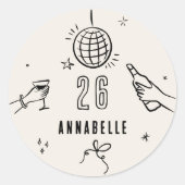 Gekke Hand Getrokken 30ste Verjaardag drinken Part Ronde Sticker (Voorkant)