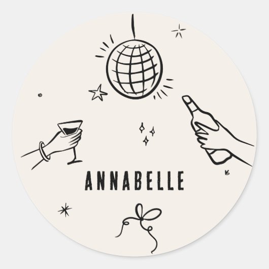 Gekke Hand Getrokken 30ste Verjaardag drinken Part Ronde Sticker (Voorkant)