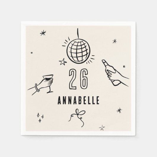 Gekke Hand Getrokken 30ste Verjaardag drinken Part Servet (Voorkant)