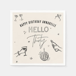 Gekke Hand Getrokken 30ste Verjaardag drinken Part Servet