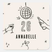 Gekke Hand Getrokken 30ste Verjaardag drinken Part Vierkante Sticker (Voorkant)